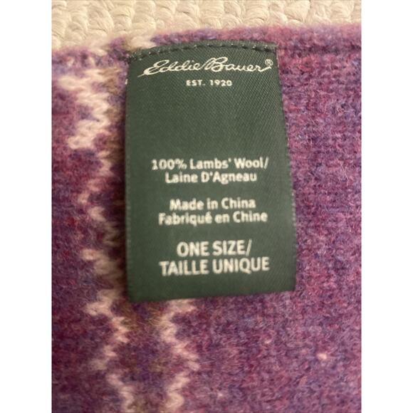 Eddie Bauer 100% Lambs Wool Purple Scarf - Picture 3 of 3